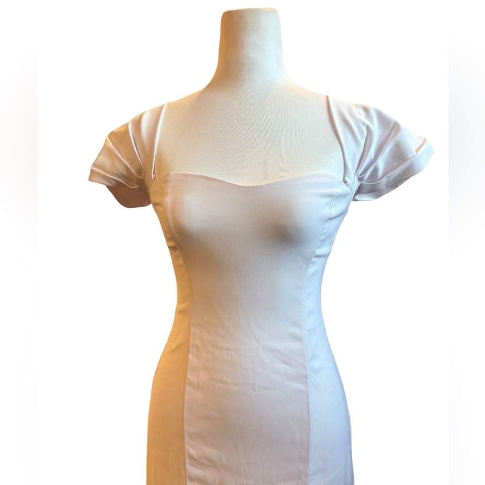Abercrombie & Fitch White Puff Sleeve Midi Dress NWT XS Petite Satin Sweetheart